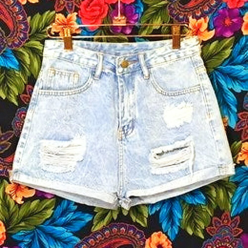 WOMEN'S SHEIN VINTAGE HIGH WAIST RISE DENIM SHORTS SIZE XS - 25" WAIST X-SMALL